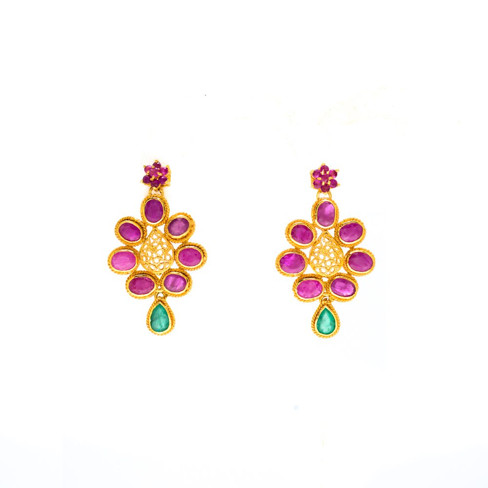 22kt Ruby and Emerald Earrings