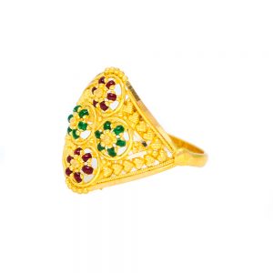 22kt Ring with Emeralds and Rubies