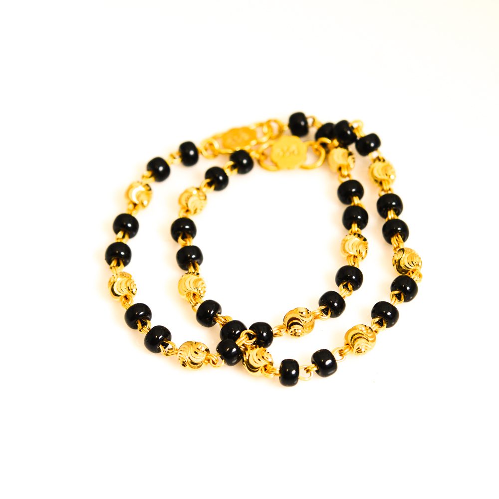 22kt Black Bead Bracelet- Baby Jewelry