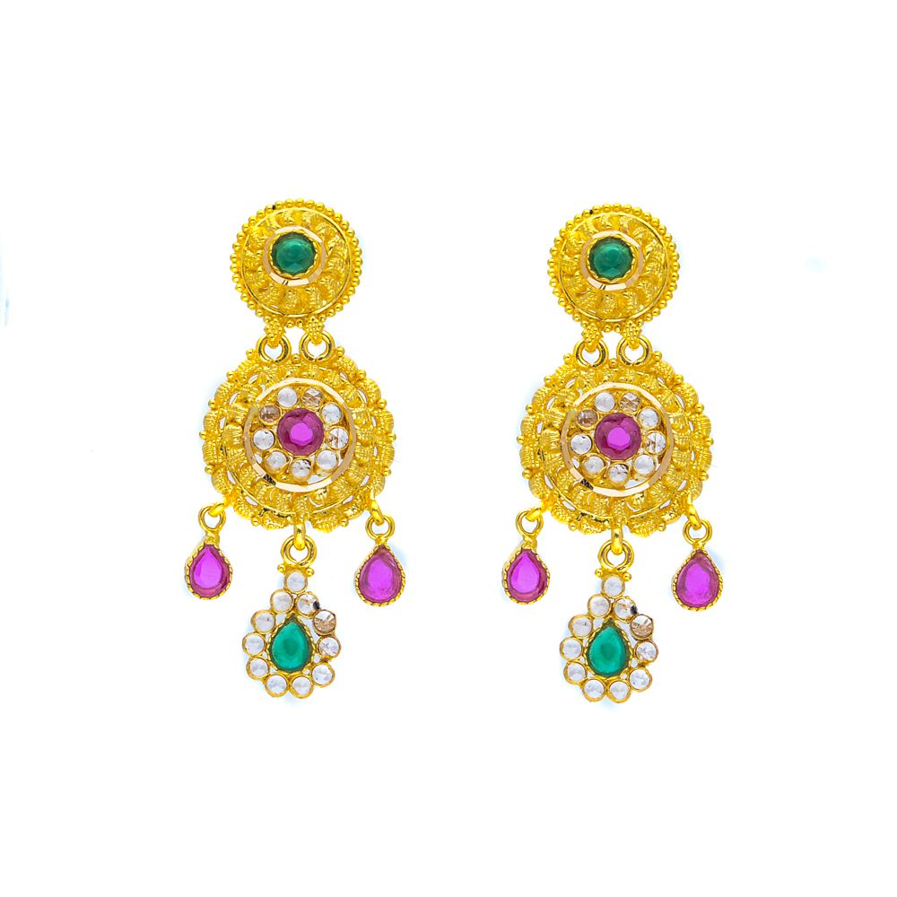 22kt Emerald/Ruby Choker Necklace and Earring Set - Image 2