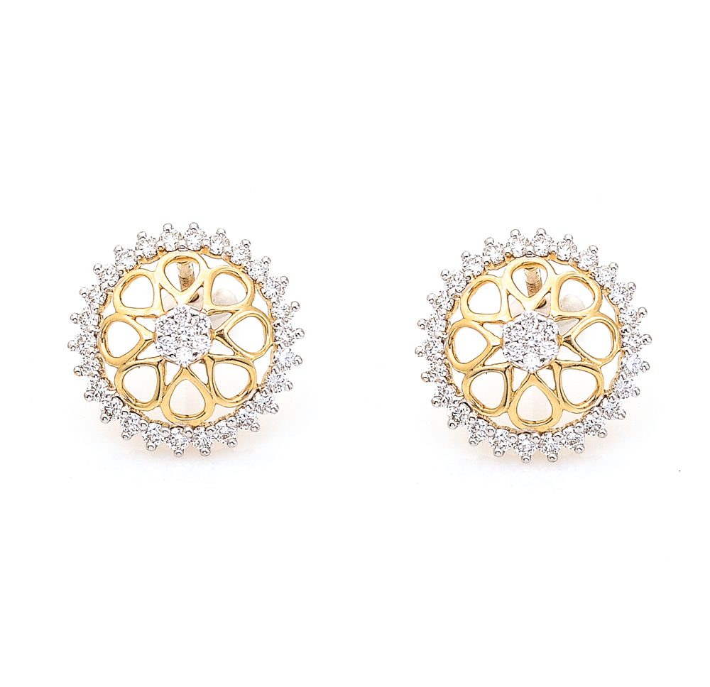 18kt Two Tone Diamond Earrings