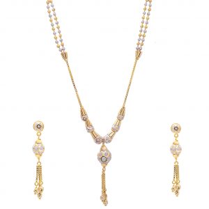 22kt Necklace and Earring Set w/ Rhodium